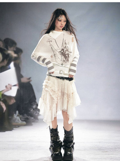 Lace Patchwork Irregular Mesh Skirt【s0000015449】