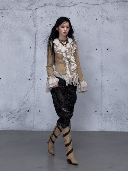 Ruffled Chiffon Flared Cardigan【s0000015548】