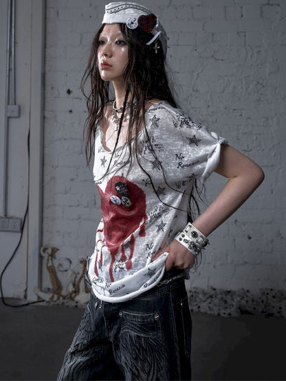 Large neckline loose-fitting T-shirt【s0000012799】