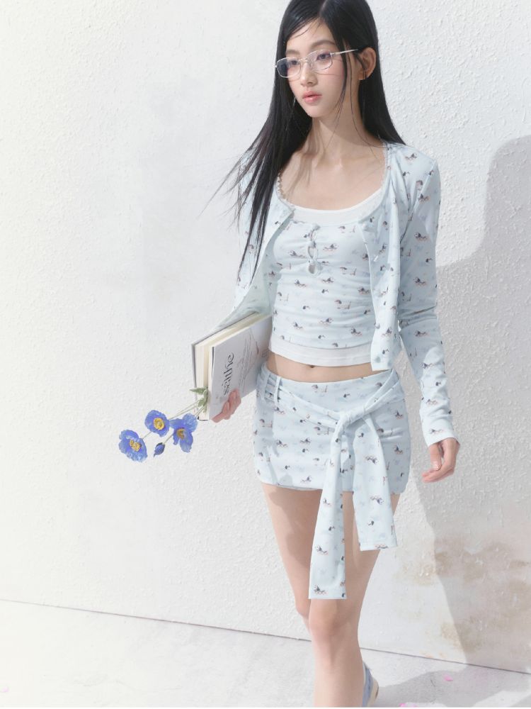 Printed Top Jacket Three Piece Set【s0000012159】