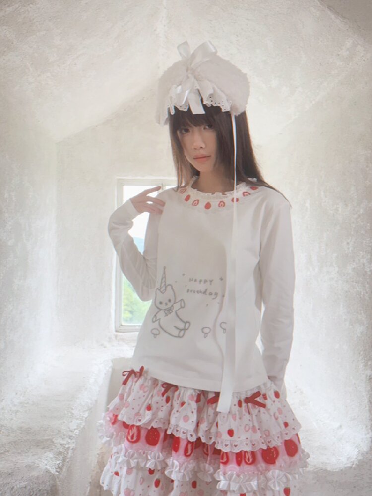 Lace Collar Long Sleeve Top【s0000018536】