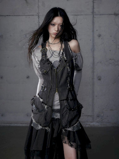 Stacked Waisted Irregular Vest【s0000013472】