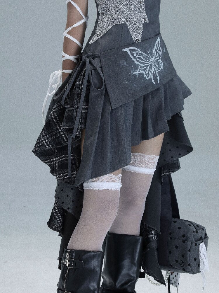 Polka Dot Plaid Stitching Dress【s0000016724】