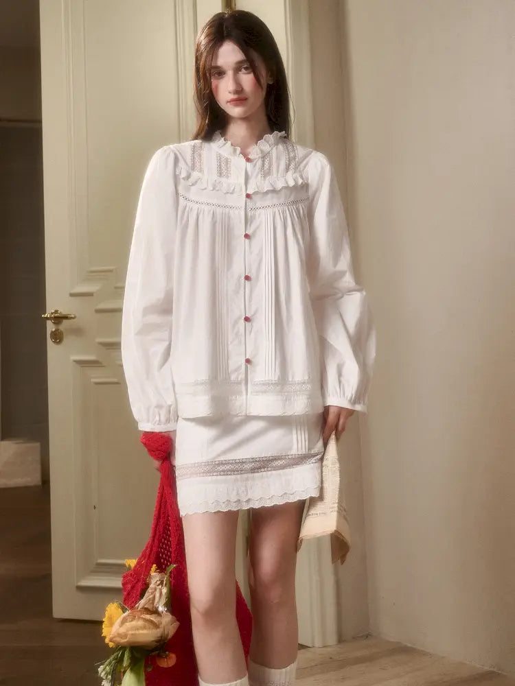 Natural Cotton Shirt Skirt Set【s0000014330】