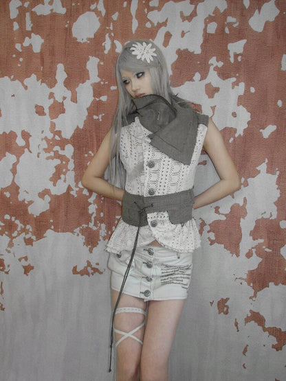 Forest Patchwork Button Knit Vest【s0000017978】
