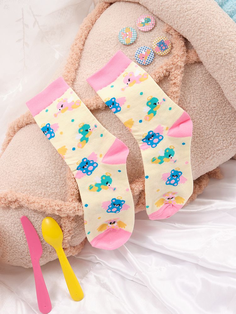Animal angel knitted mid-calf socks【s0000013194】