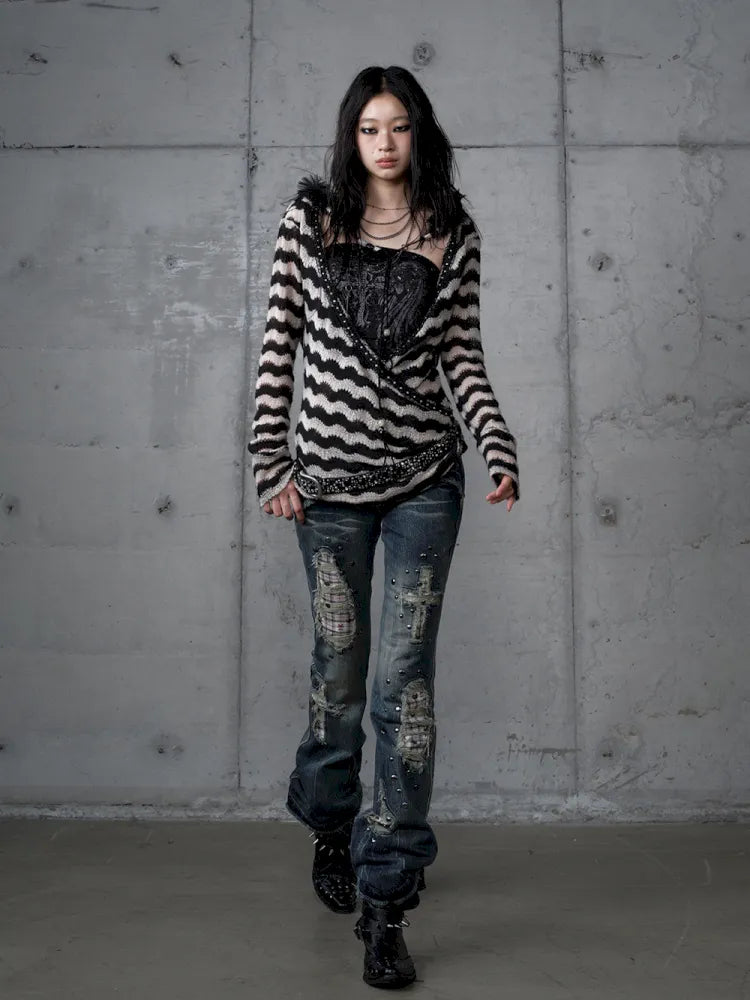 Two-Piece Set Striped Knit Top【s0000013953】