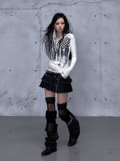 Lace Patchwork Hooded T-shirt【s0000015544】