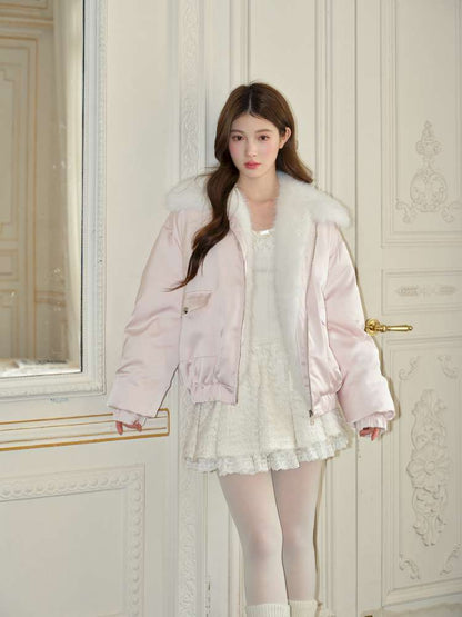 Glossy Satin Fleece Down Jacket【s0000015047】