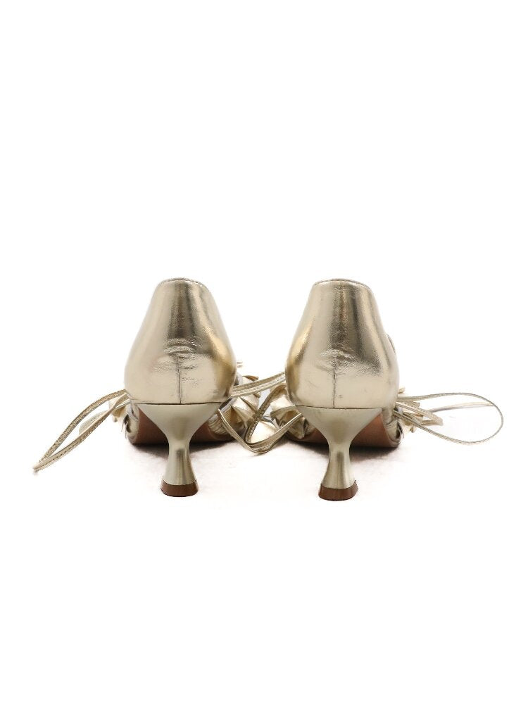 Ruffled Bow Lace Up High Heels【s0000016133】