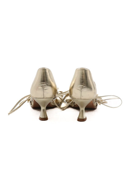 Ruffled Bow Lace Up High Heels【s0000016133】