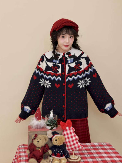 Bow Snowflake Island Wool Sweater【s0000015098】