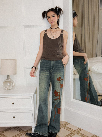 Ginkgo Embroidered Denim Bootcut【s0000016651】