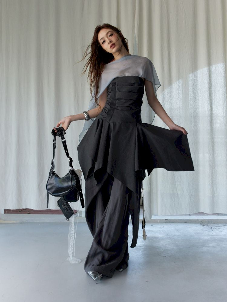 Pleated Irregular Hem Sheath Tank Top【s0000013220】