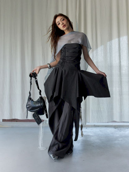 Pleated Irregular Hem Sheath Tank Top【s0000013220】