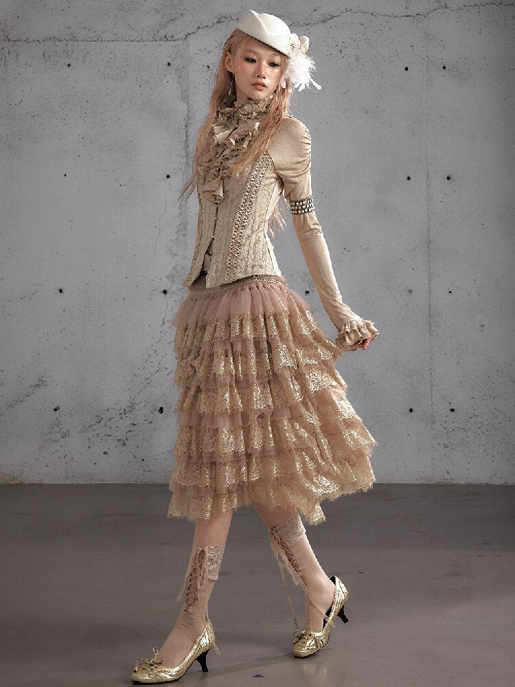 Lace Patchwork Tulle Cake Skirt【s0000019163】