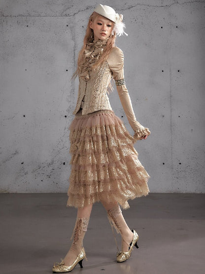 Lace Patchwork Tulle Cake Skirt【s0000019163】