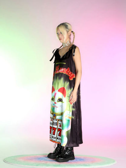 Silk halter dress【s0000007159】