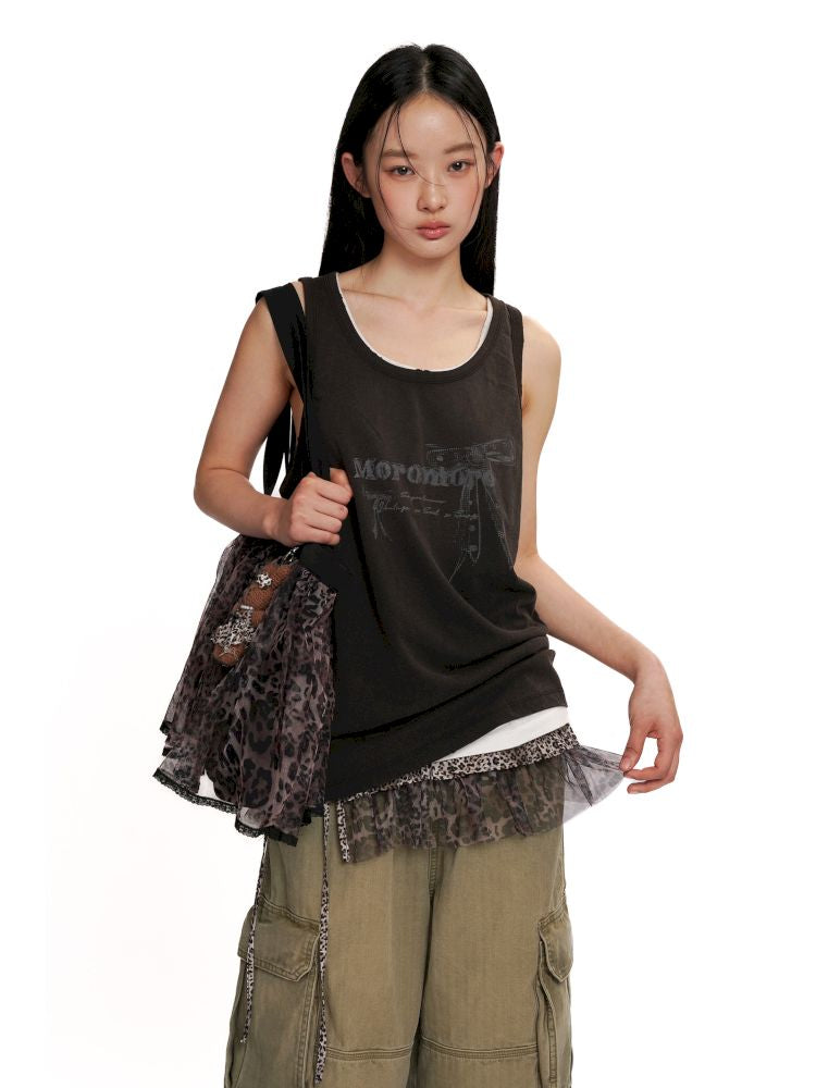 Loose work style sleeveless undershirt tops【s0000012502】
