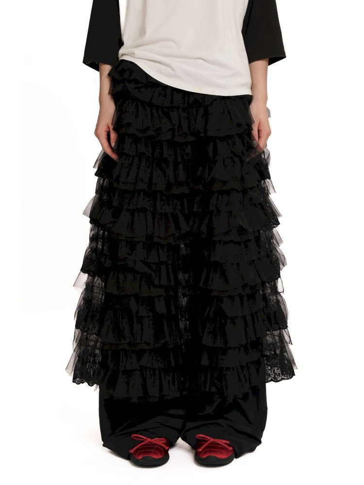 Lightweight cake-style midi skirt【s0000012568】
