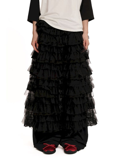 Lightweight cake-style midi skirt【s0000012568】