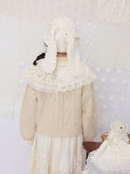 Lace Crochet Velvet Octagonal Hat【s0000016504】