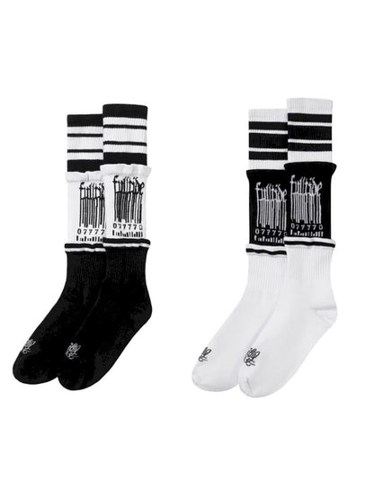 Barcode knitted anti-pilling patchwork design sports socks【s0000009565】