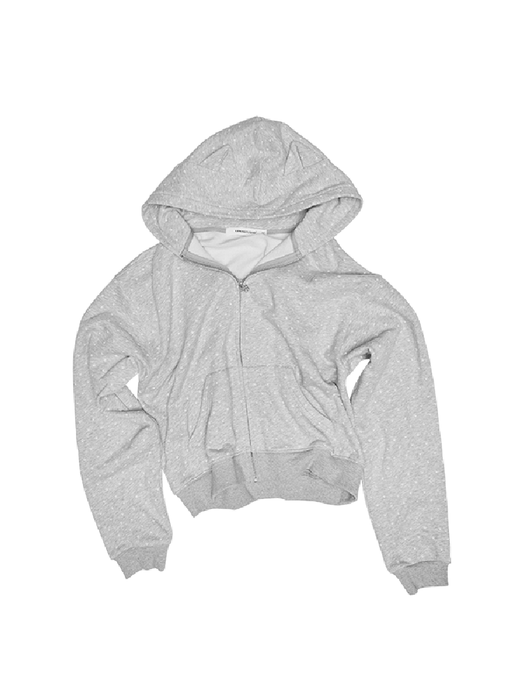 Cat's Paw Long Short Polka Dot Hooded Cardigan Sweatshirt Sweatpants Set【s0000011566】