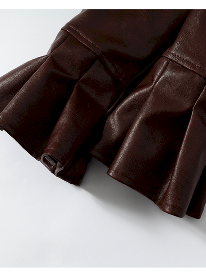 Court Punk Fur Waist Leather Coat【s0000014927】