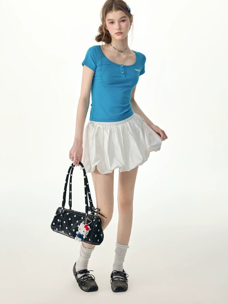 Blues Sweetheart U Neck Short T Shirt【s0000017258】