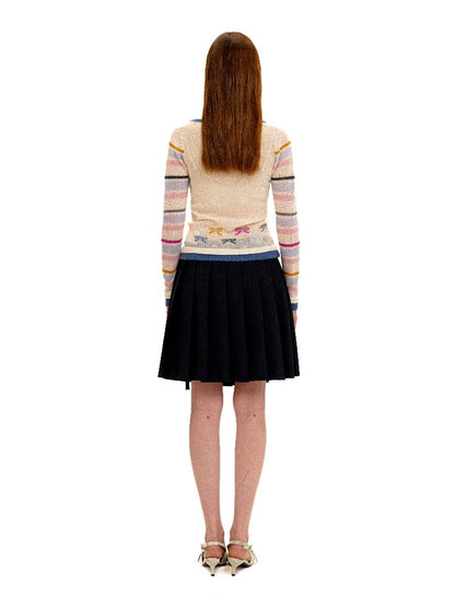 Contrast Striped Bow Knit Sweater【s0000016109】
