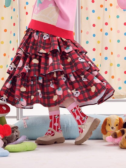 Red Plaid Cake Dress【s0000010479】