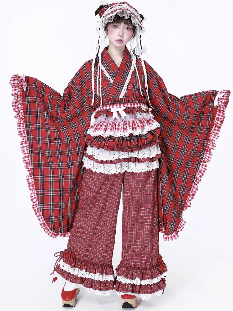 Retro Red Plaid Trousers【s0000012192】