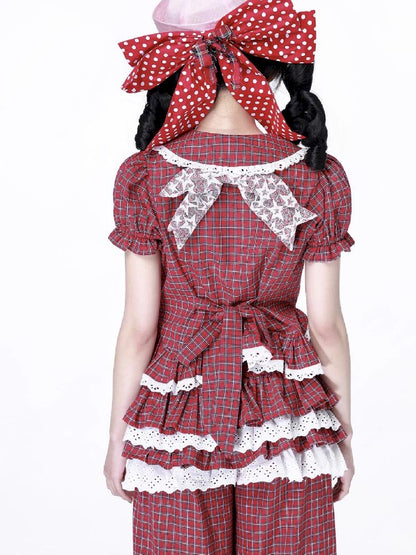 Plaid Short Sleeve Blouse【s0000012189】