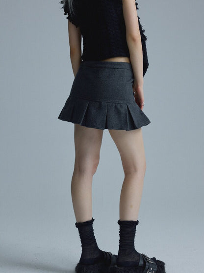 Gray Pleated Napoleon Mini Skirt【s0000018555】