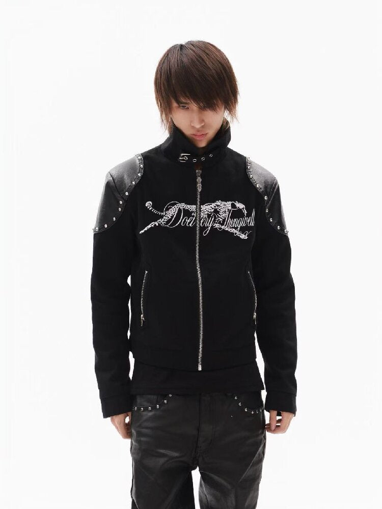 Leather Armor Rivet Canvas Jacket【s0000018352】