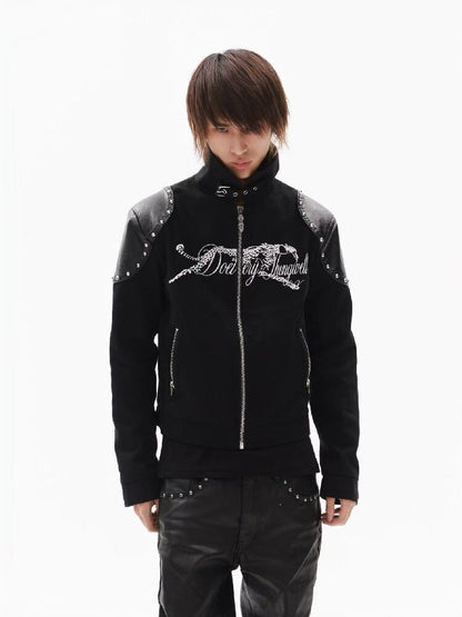 Leather Armor Rivet Canvas Jacket【s0000018352】
