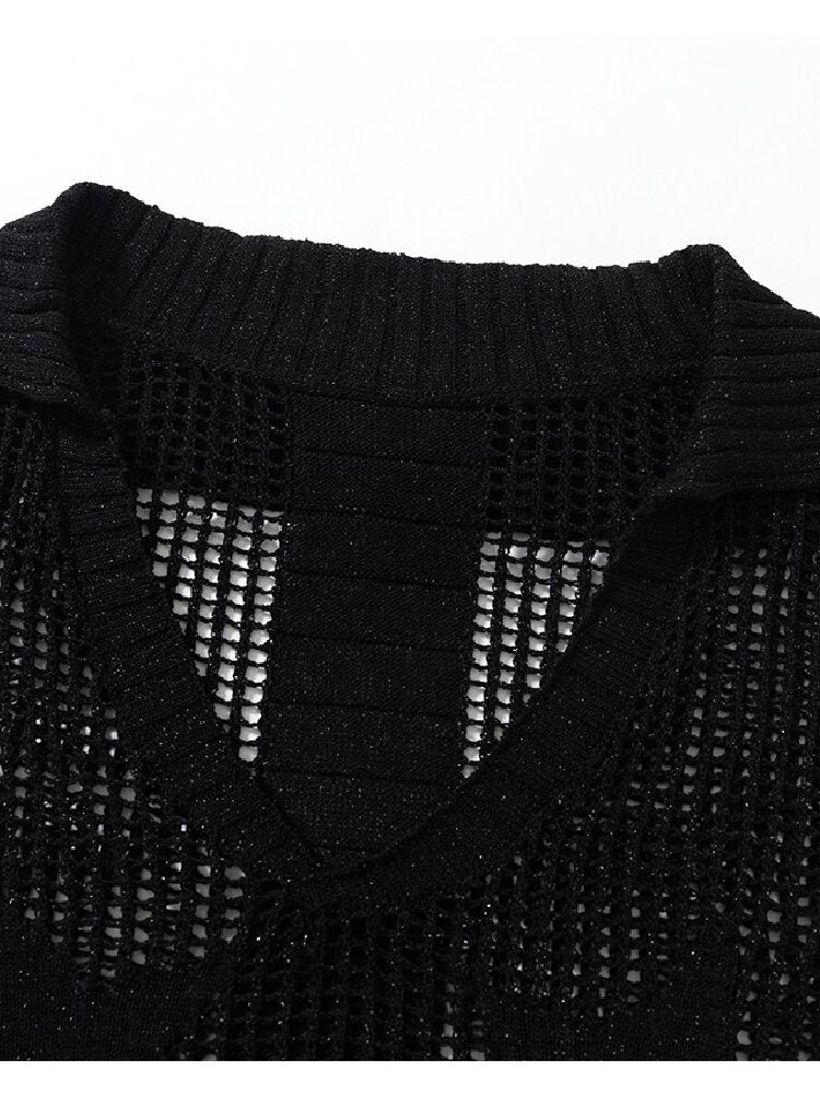 Hollow Star Mid Sleeve Knit Sweater【s0000016994】
