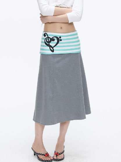 Color Blocking Striped Midi Skirt【s0000016383】