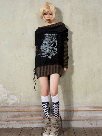 One Shoulder Punk Loose Sweatshirt【s0000009932】