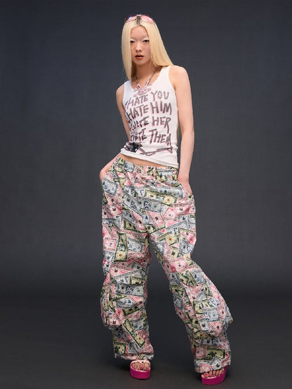 Money Print Multi Pocket Wide Pants【s0000017033】