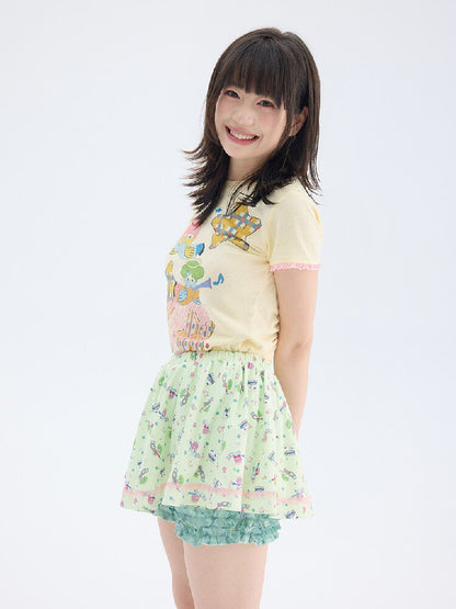 Angel Print Fluffy Skirt Pants【s0000017698】