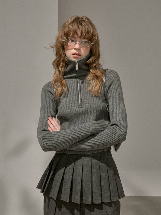 Zipper Stand Collar Base Layer Sweater【s0000014391】