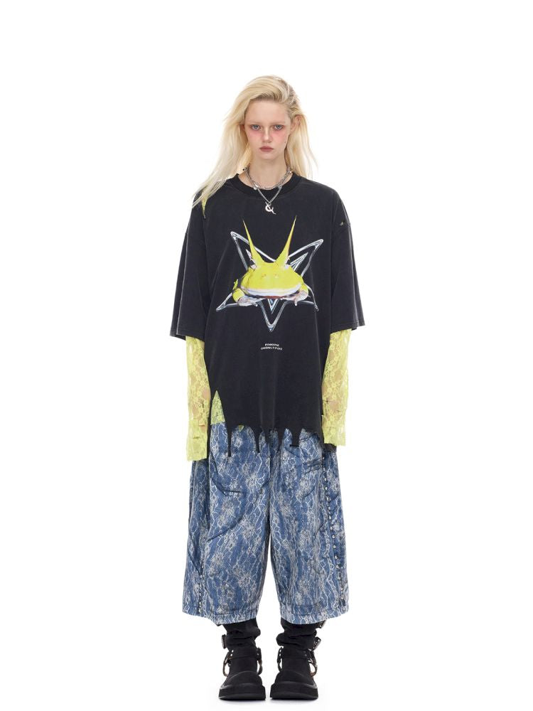 Genderless denim 8-inch shorts【s0000012982】