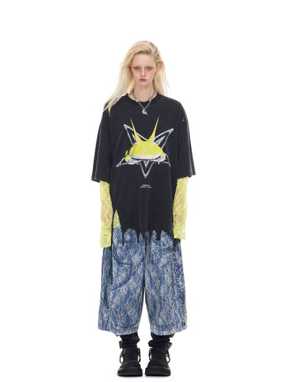 Genderless denim 8-inch shorts【s0000012982】