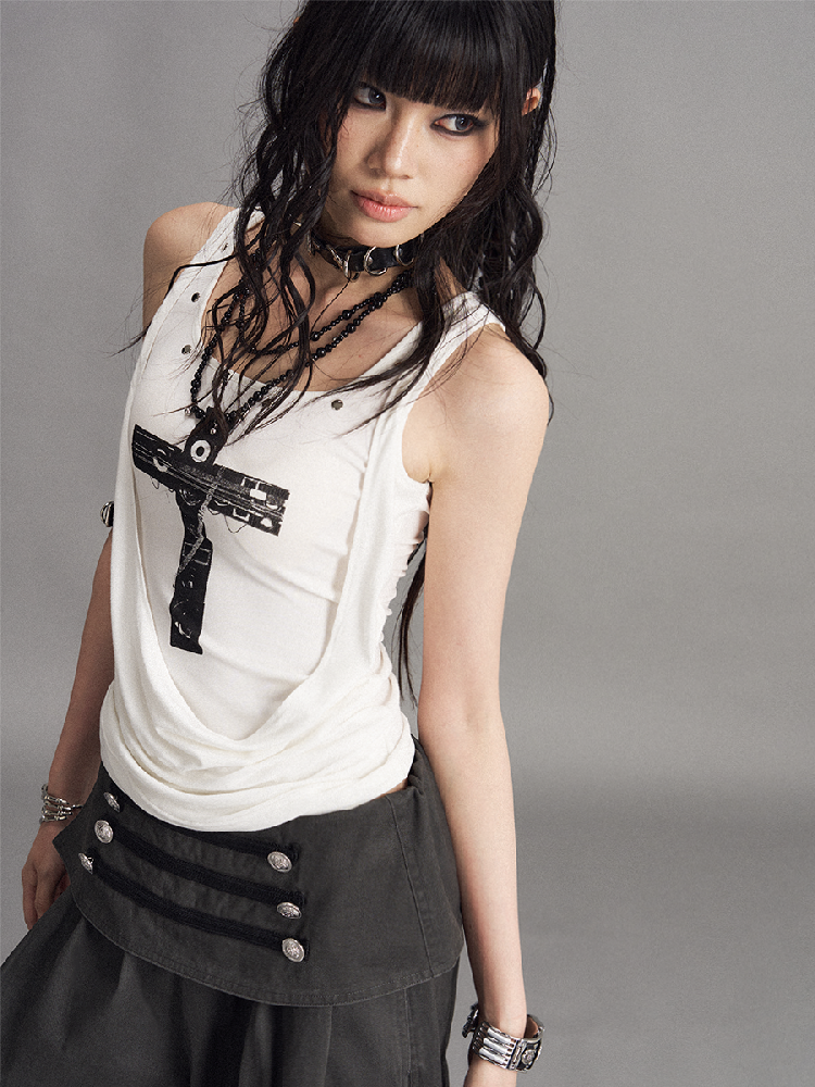 Street Punk Cross Slim Tank Top【s0000017536】