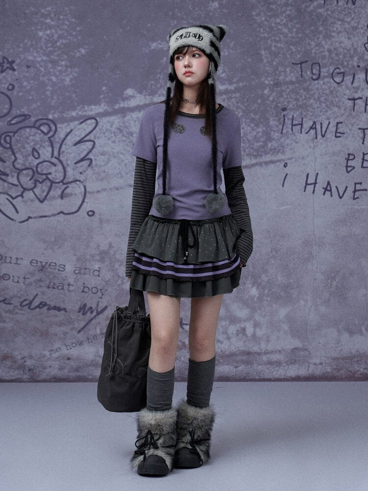 Fake Two Straight Shoulder T-shirt【s0000015763】