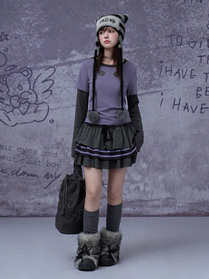 Fake Two Straight Shoulder T-shirt【s0000015763】