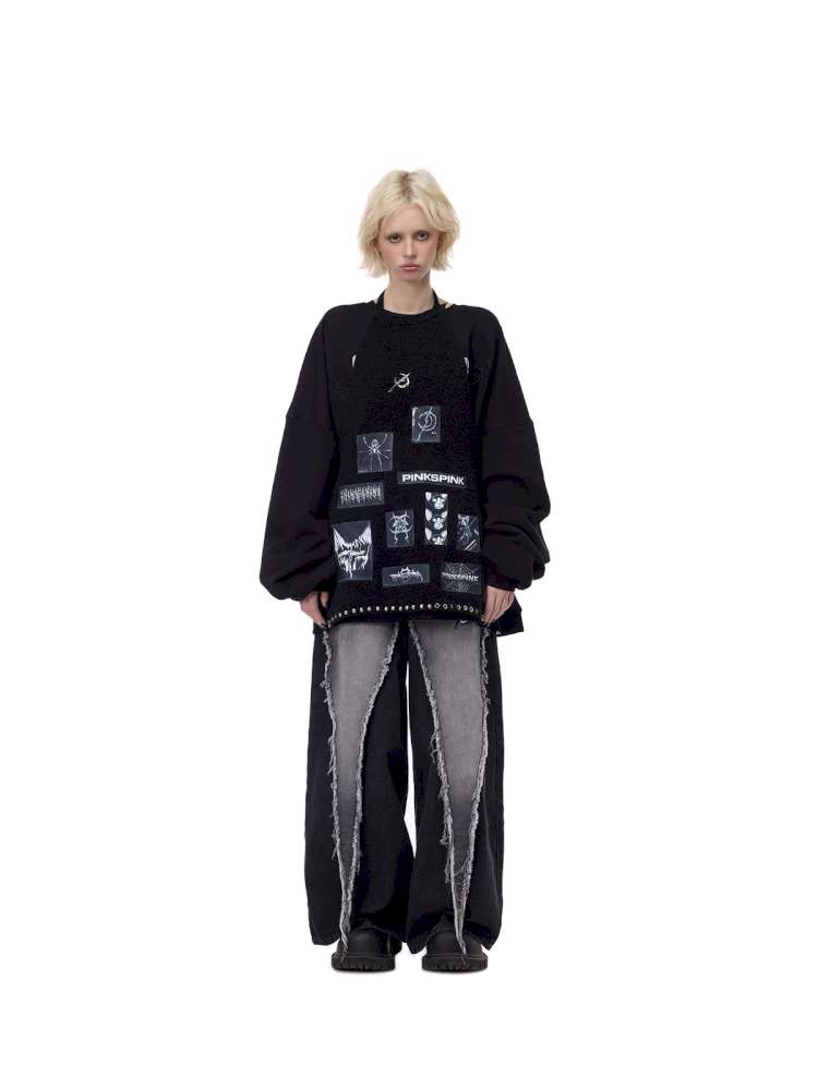 Patch Embroidery Punk Apron Sweater【s0000015118】