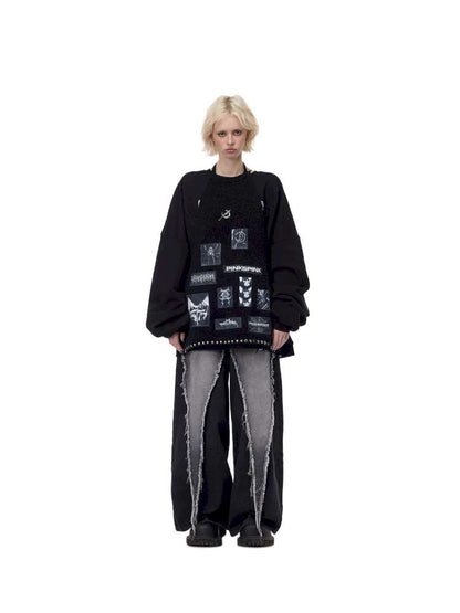 Patch Embroidery Punk Apron Sweater【s0000015118】